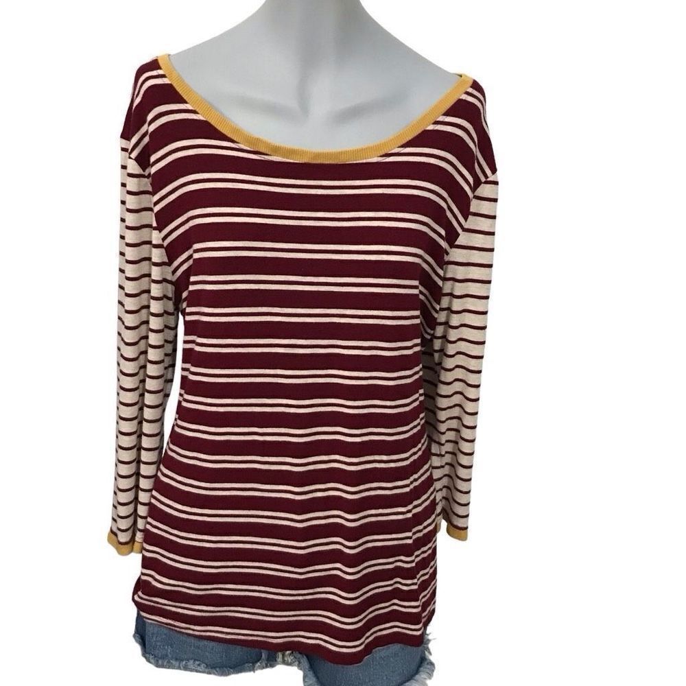Tart Stitch Fix Knit Striped‎ Top Shirt Size large burgandy gold - Picture 8 of 10